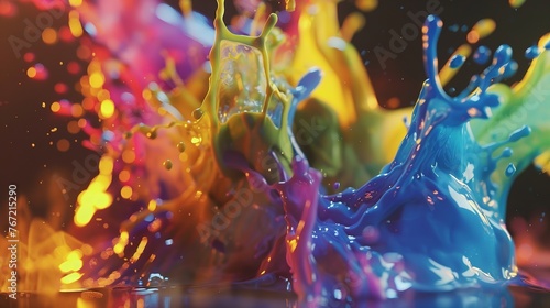 The Ink in Water Splash Paint Mixes Multicolor