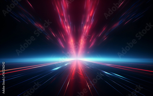 abstract neon light in the darkness space, cinematic scene, wide shot