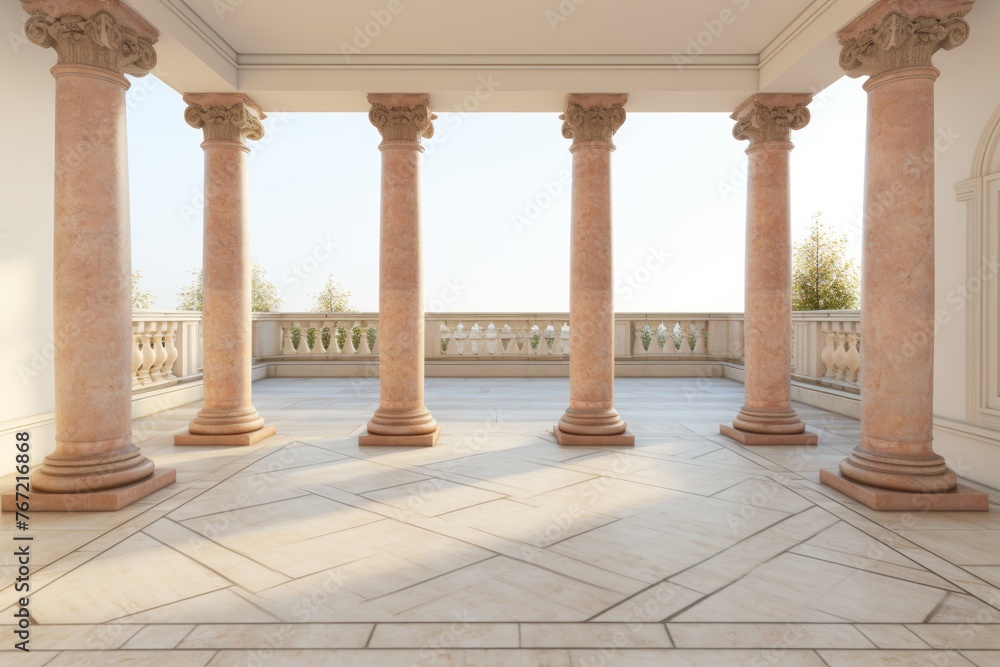 Roman columns in classic style against clean white background for elegant presentations