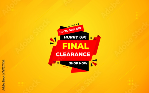 Final clearance special sale banner template design, Special offer sale tag, sale offer banner. Sale discount promotion template for marketing, vector editable illustration.