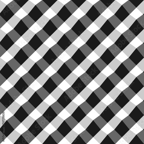 Decorative seamless geometric pattern. Black and white tileable 3d texture print. Abstract monochrome repeatable background