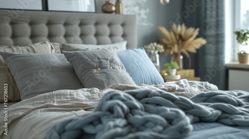 Bedroom With Bed and Large Mirror