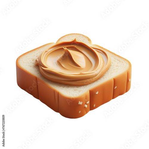 Slice of bread with peanut butter on transparent background PNG