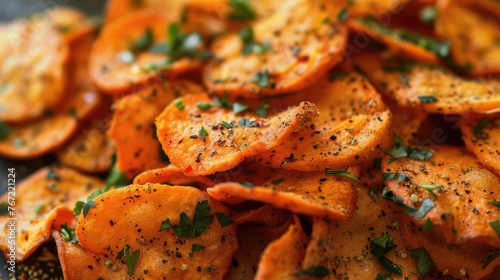 Full Heap of Deliciously Spiced Carrot Chips: A Vibrant and Nutritious Dried Food Ingredient