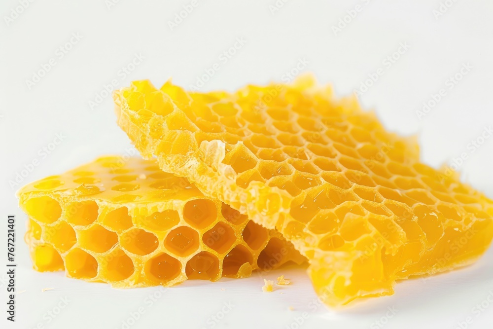 Hand-made Yellow Beeswax Candle with Honey Cell Piece. Natural Aroma and Healthy with Closeup of Gold Bee on White Background Hand-made Yellow Beeswax Candle with Honey Cell Piece. Natural Aroma and Healthy with Closeup of Gold Bee on White Background