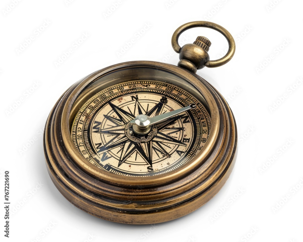Isolated Brass Compass: Old and Aged Nautical Navigation Equipment in a Three-Dimensional Gold Bronze Alloy Antique Design Isolated Brass Compass: Old and Aged Nautical Navigation Equipment in a Three-Dimensional Gold Bronze Alloy Antique Design