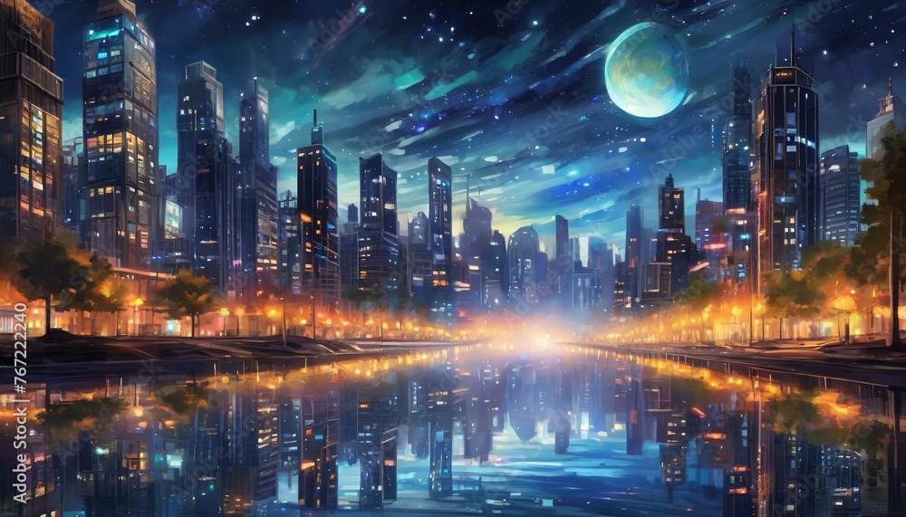 Sparkling city night , Generative AI