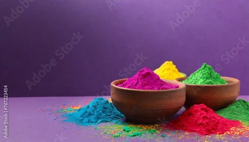 Colorful powder in clay bowl