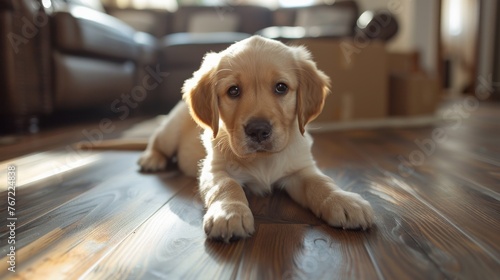 A Puppy Resting in Living Room