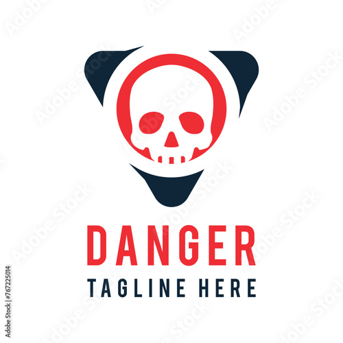 Danger Sign Skull Creative Logo mark Design Vector template