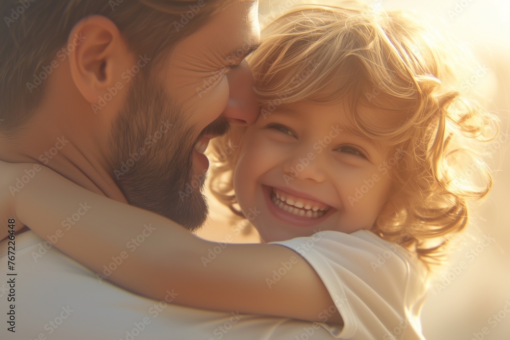 Father and his child playing and hugging outdoor Father and his child playing and hugging outdoor