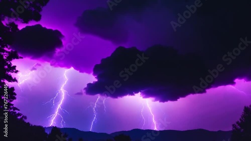 moving clouds with lightning a combination of blue and purple
