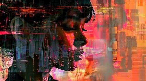 Glitch Art: Images with noise, noise, reflecting the digital world and technology 