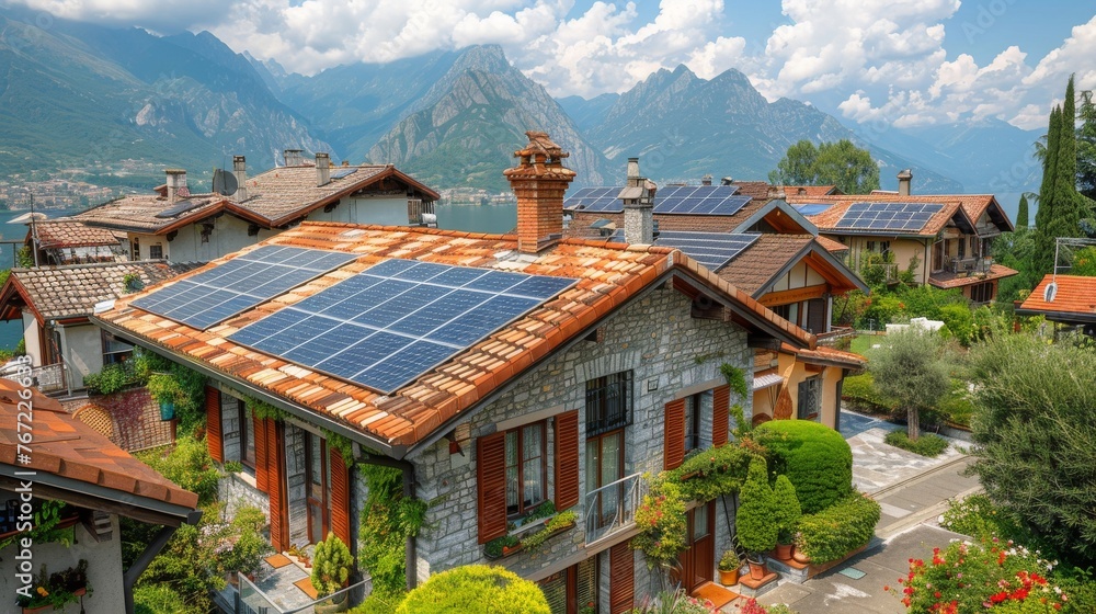 Solar Panel Installed on Roof of Home Solar Panel Installed on Roof of Home