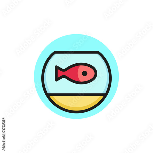 Icon of fish in aquarium. Pet, seafood, fresh. Fish concept. Can be used for topics like food store, pet shop, sea food.