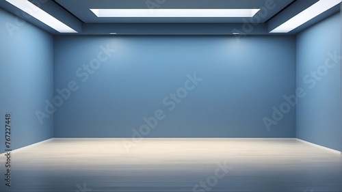 An all-purpose, simple blue backdrop for presentations. There is a smooth floor, lovely built-in lighting, and a light blue wall within.