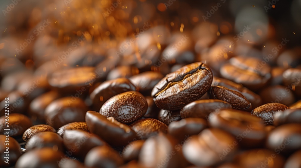 Heaps of Brown Coffee Beans Offering a Rich Textured Background Heaps of Brown Coffee Beans Offering a Rich Textured Background