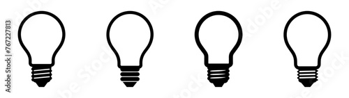 Bulb lamp icons set. Editable stroke. photo