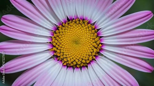 Violet daisy flower center with yellow anthers  abstract background