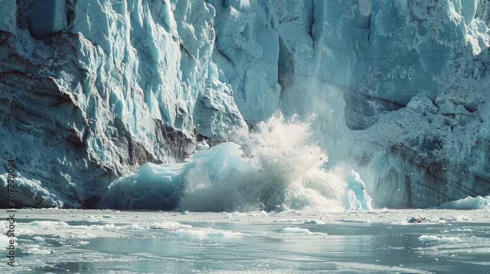 Massive Iceberg With Splashing Water - obrazy, fototapety, plakaty 