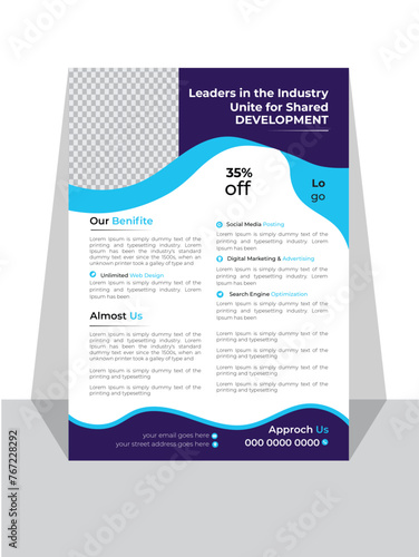 Unique stylish corporate flyer template design.