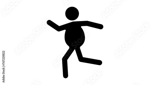 Fat man emblem, black isolated silhouette