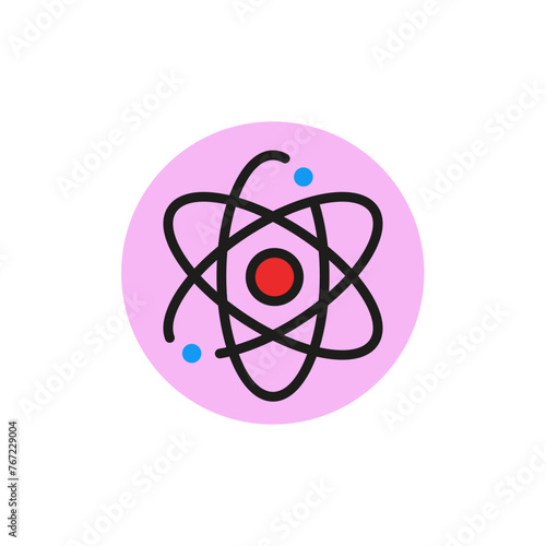 Icon of nuclear power. Atom, molecule, model. Energy industry concept. Can be used for topics like industry, physics, research.