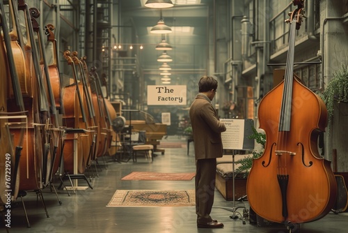 Musician Drying Orchestral Scores in Industrial 'Concert Factory'
