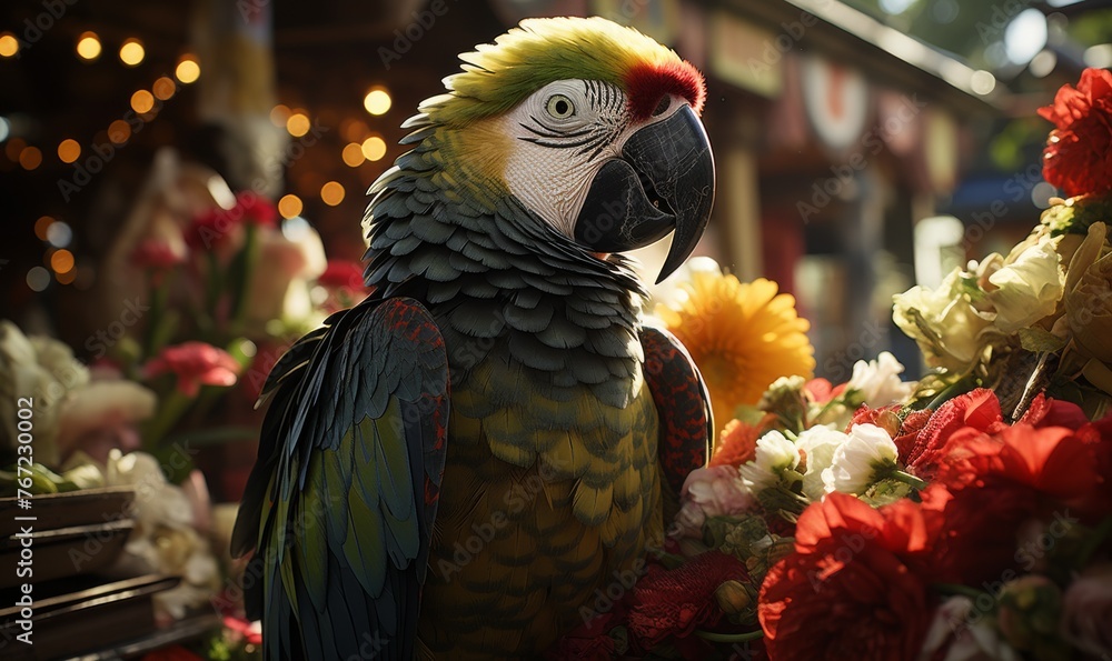 Fototapeta premium Realistic Toucan Portrait: Vibrant Colors, Cinematic Composition