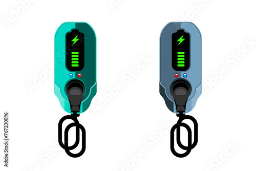 Personal electric car wall charger on isolated background, Vector illustration.