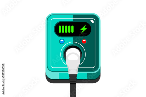 Personal electric car wall charger on isolated background, Vector illustration.