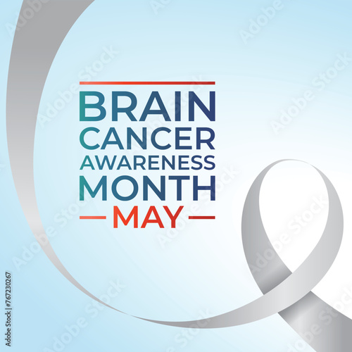 Brain Cancer Awareness Month design template good for celebration usage. grey ribbon vector template. flat design. eps 10.
