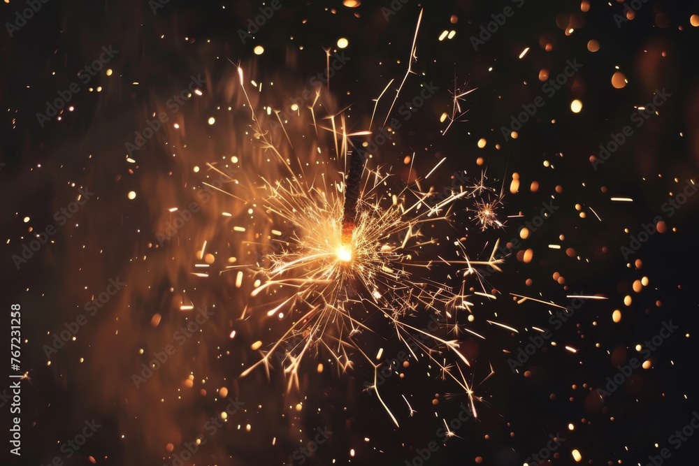 Fireworks exploding in night sky, Happy New Year celebration background, copy space Fireworks exploding in night sky, Happy New Year celebration background, copy space