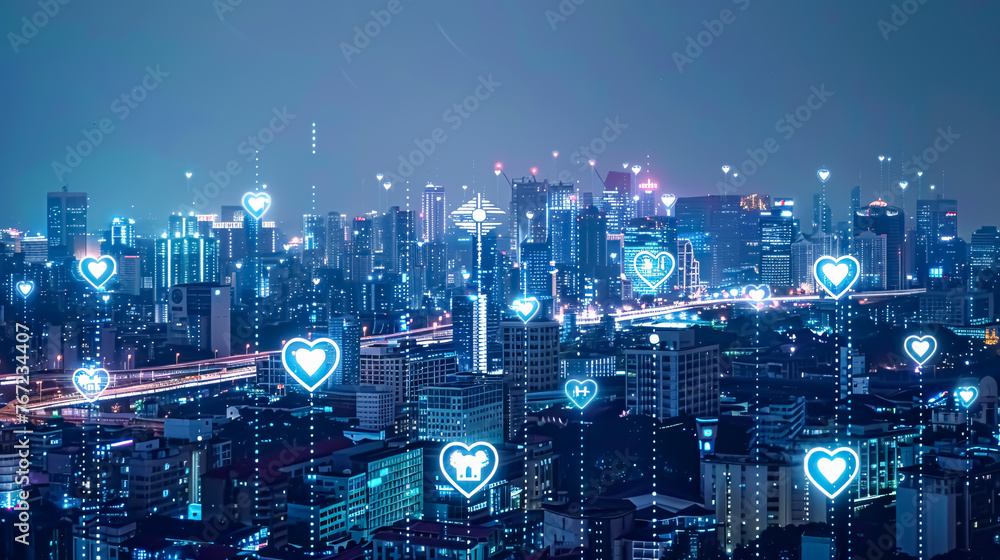 Smart city and internet of things concept. Internet of things (IoT) and smart city concept.