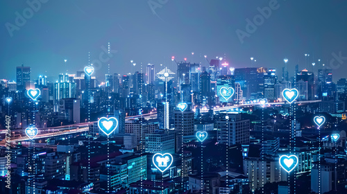 Smart city and internet of things concept. Internet of things (IoT) and smart city concept.