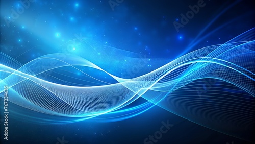 Abstract Blue Background with Dynamic Wave Line