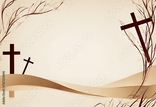 Image of Jesus on cross with blood splatter, Good Friday theme with room for text. photo