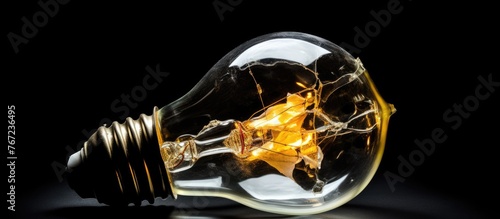 A light bulb with a shattered glass casing