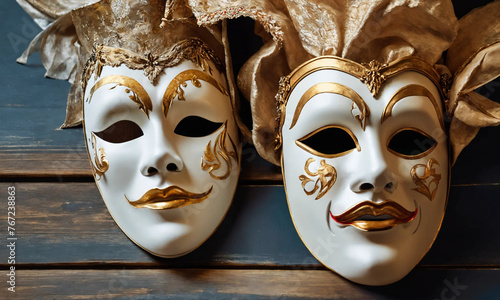 venetian carnival masks. Background - theatrical masks. Template empty spac
