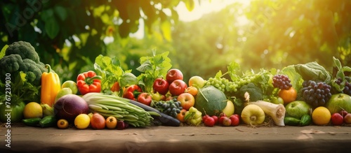 A Close-Up of a Table Loaded with Various Fruits and Veggies