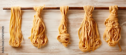 Pasta on a wooden stick photo