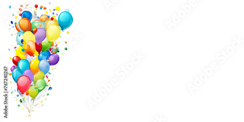 Cartoonish square frame with colorful balloons and confetti Transparent Background Images 