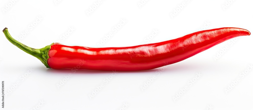 A red chili on a white background A red chili on a white background