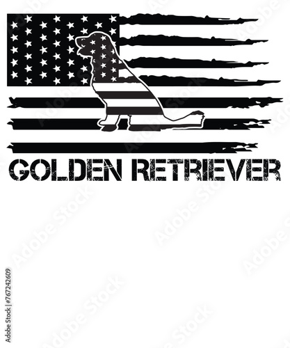 American flag with golden retriever T-shirt design
