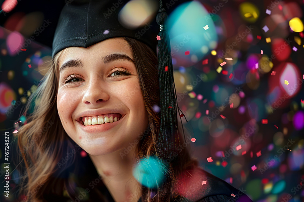 Joyous Graduation: Portrait of a Happy Graduating Student Celebrating Success Joyous Graduation: Portrait of a Happy Graduating Student Celebrating Success