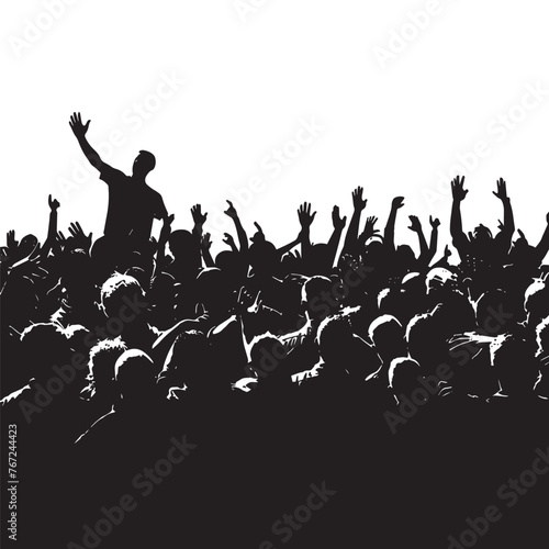 Crowd people silhouette sports fans
