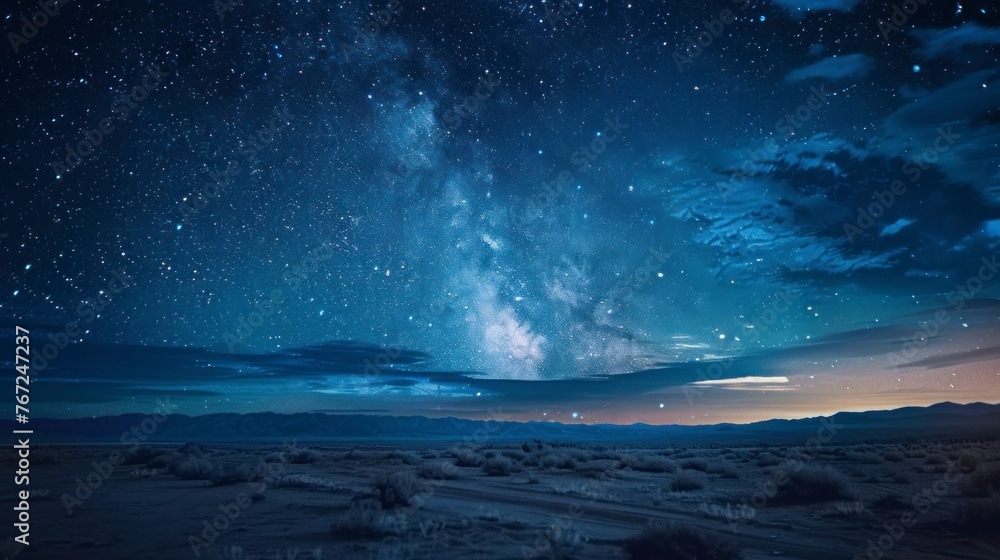 Beautiful starry night in a desert with many stars in high resolution and high quality. concept stars, landscape, starry night