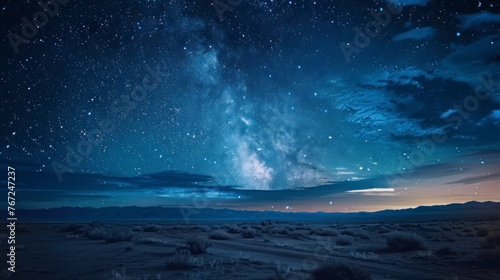 Beautiful starry night in a desert with many stars in high resolution and high quality. concept stars, landscape, starry night