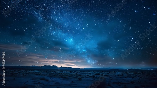 Beautiful starry night in a desert with many stars in high resolution and high quality. concept stars, landscape, starry night, universe © Marco