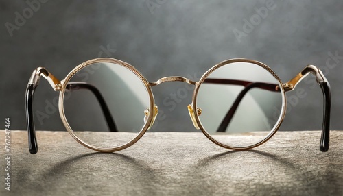 silver bracelet on white, Transparent acetate eyeglasses with round lenses showcased on a reflective surface, ideal for modern optical fashion photo